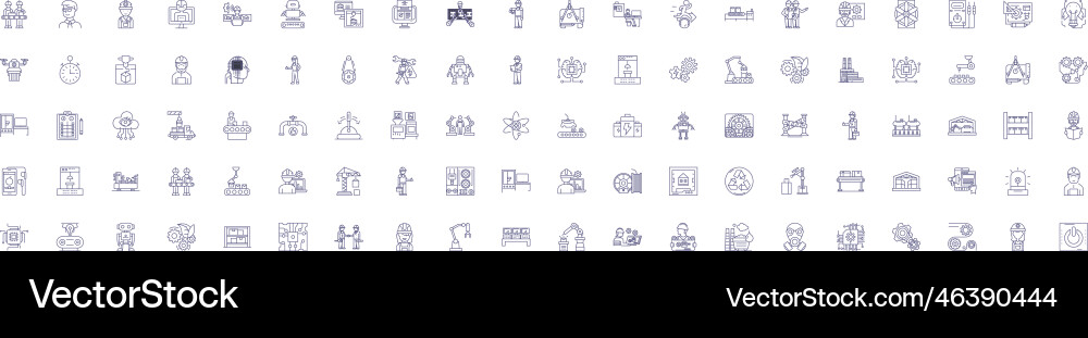 Engineering workflow line icons signs set design Engineering workflow line icons signs set design vector image