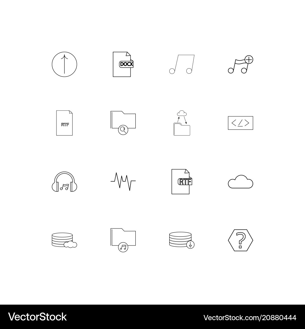 Files and folders sign linear thin icons set Vector Image