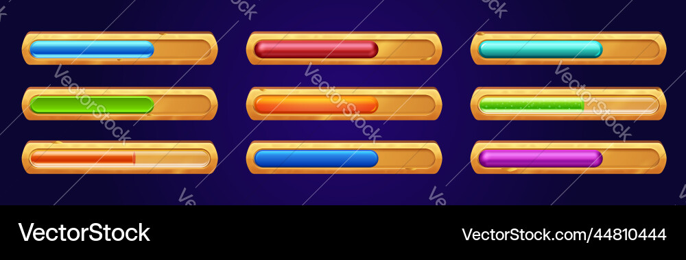Game progress bars cartoon ui elements set Game progress bars cartoon ui elements set vector image