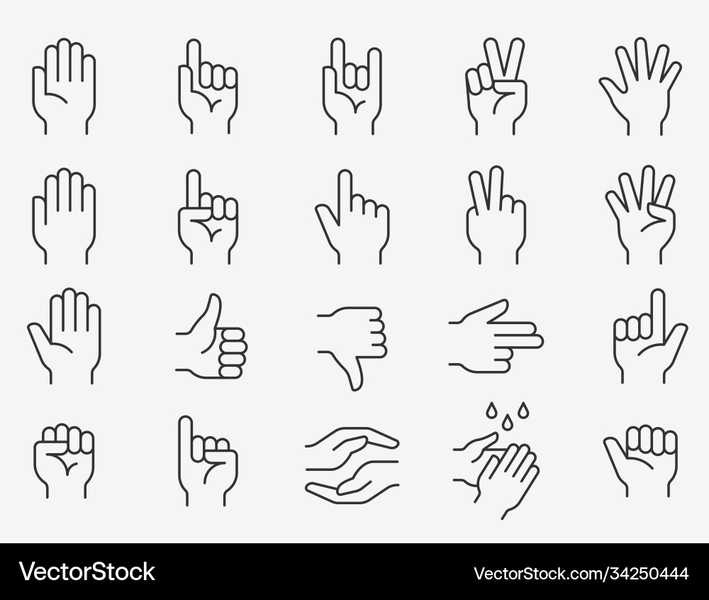 Hands line icons set editable stroke Hands line icons set editable stroke vector image