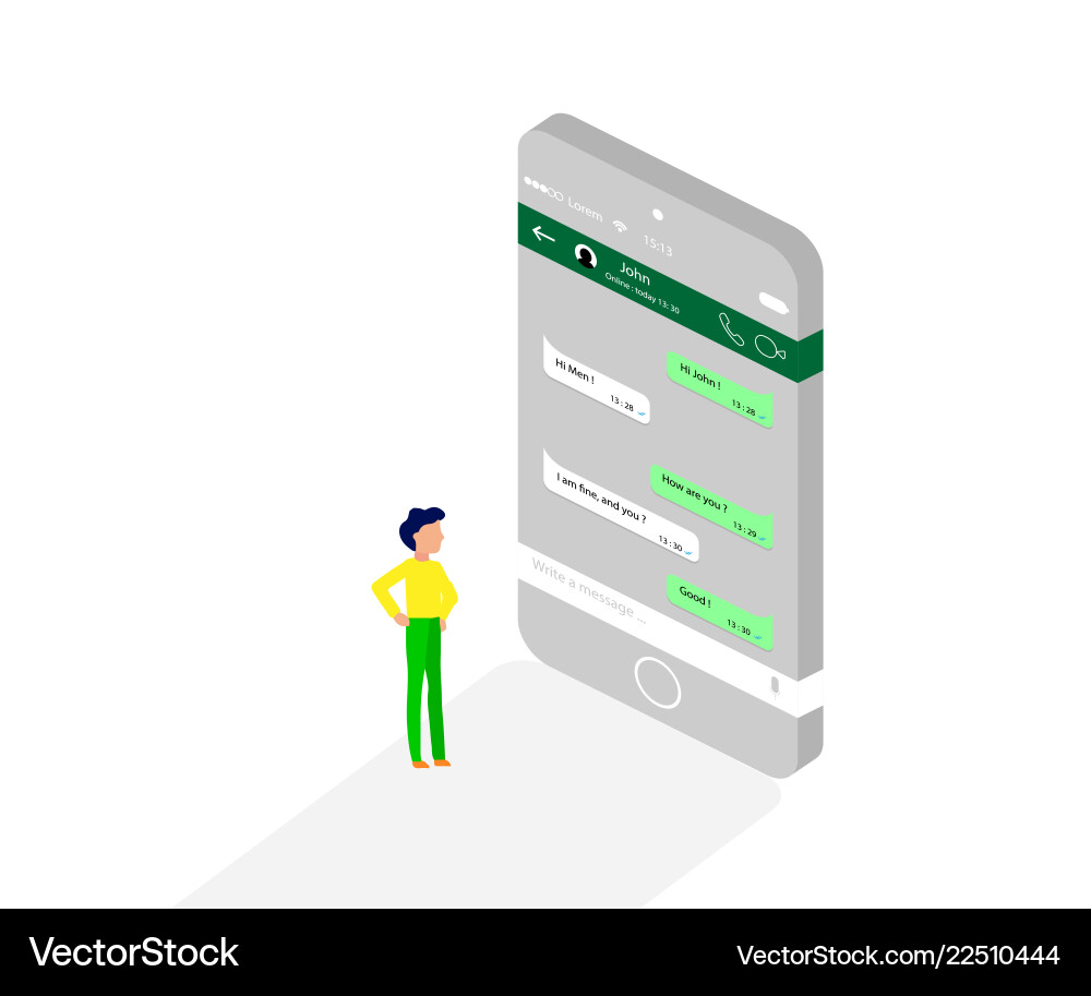 Man reading message from a social application vector image