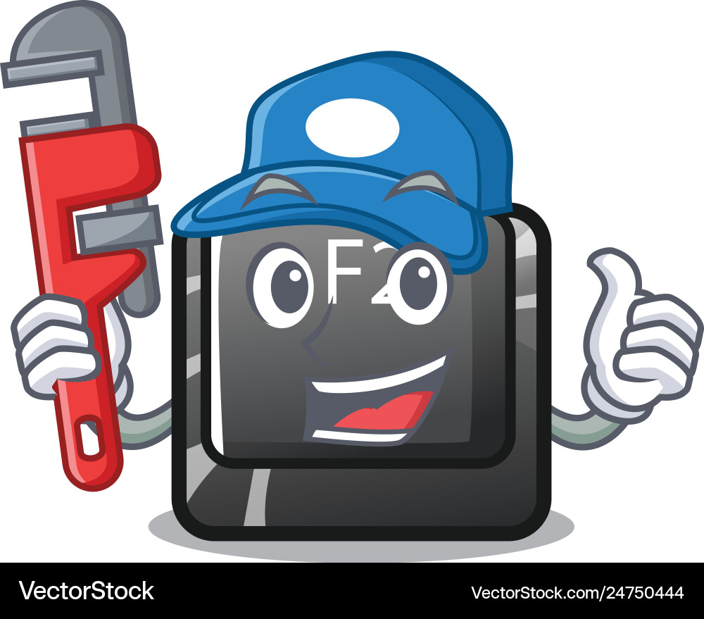 Plumber f2 button on mascot computer vector image