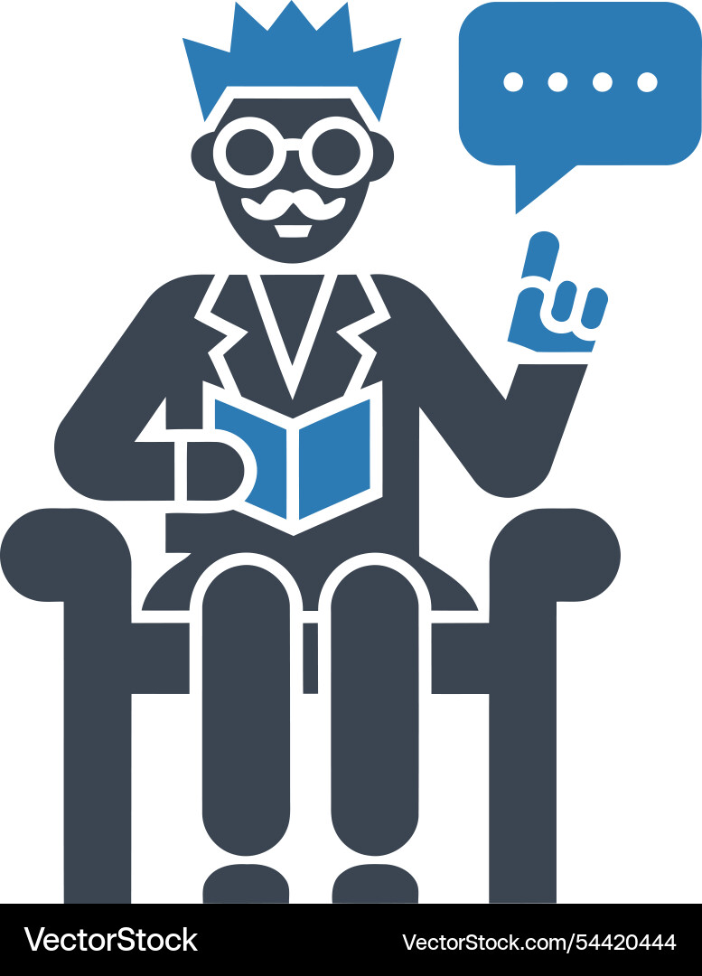 Professor reading speech icon Royalty Free Vector Image