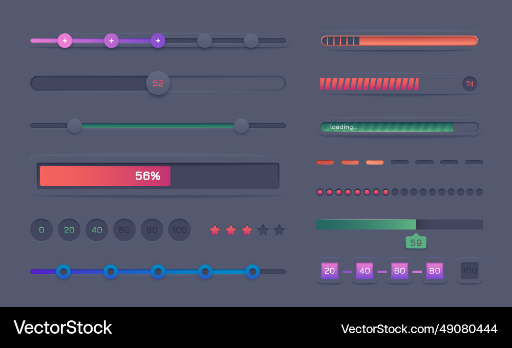 Progress Bar Set rund und quadratische Beladung Progress Bar Set rund und quadratische Beladung vektorbild
