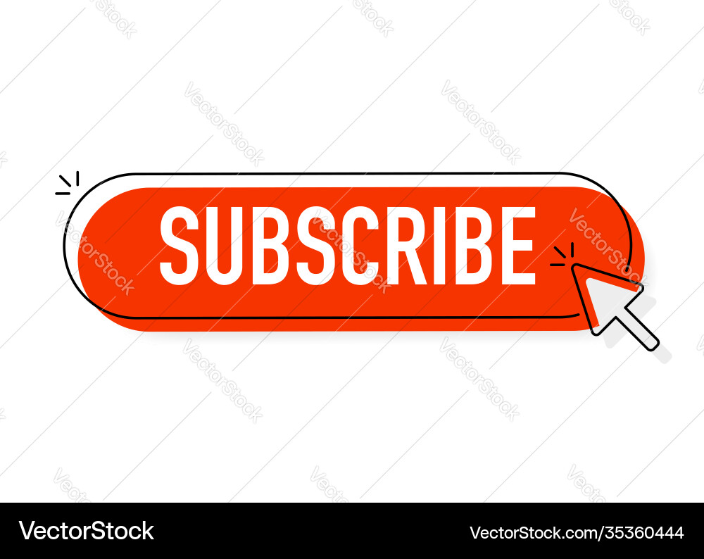 Red rounded subscribe button on white background Vector Image