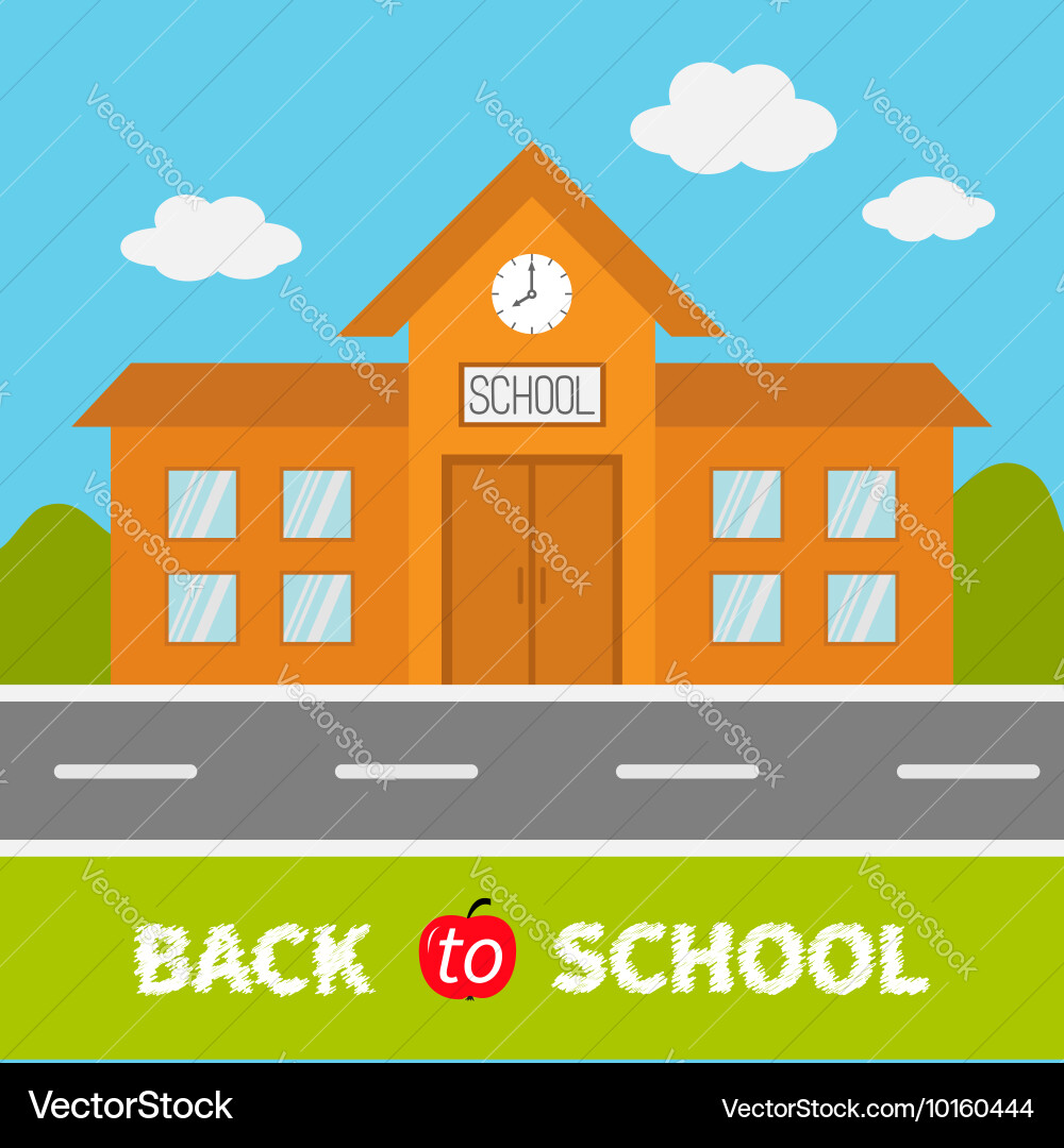 School building with clock and windows city Vector Image