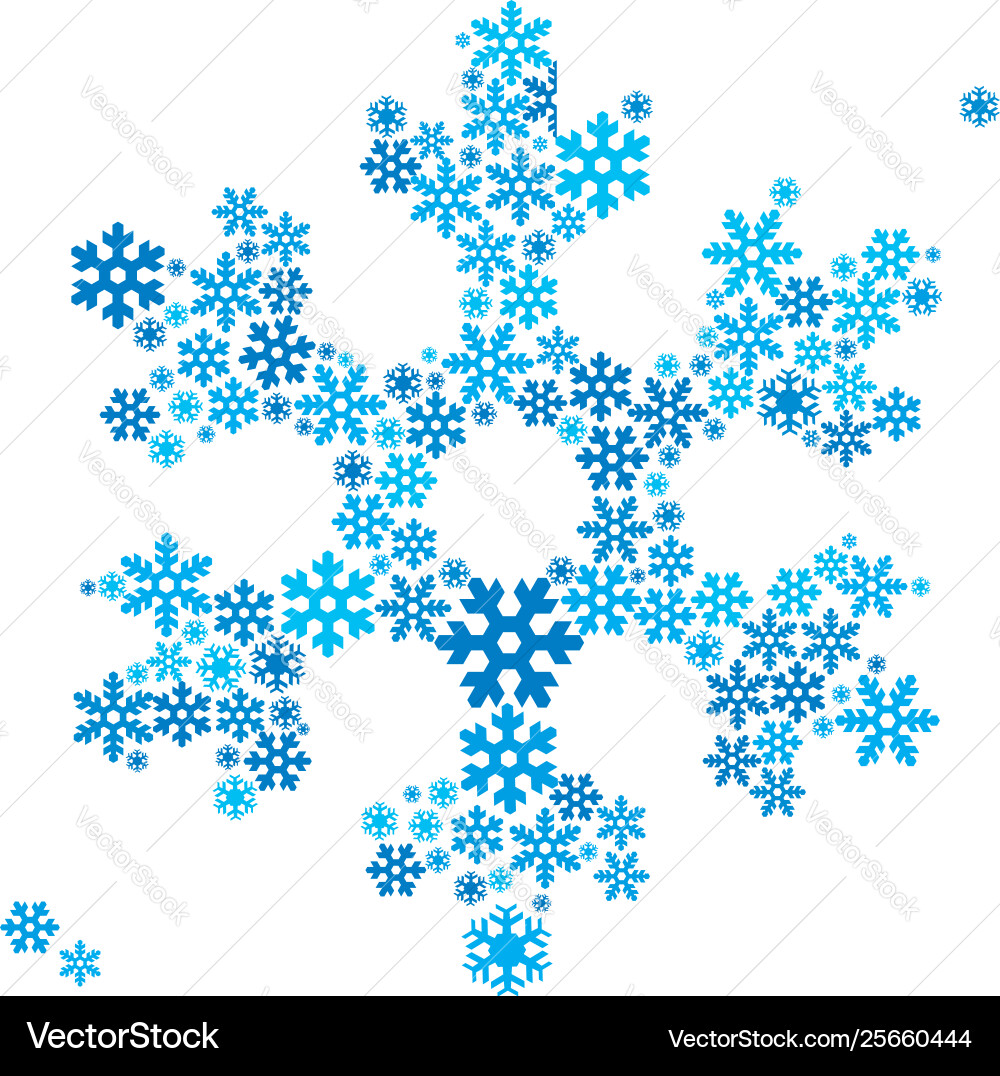 Snowflake icon in blue tones made recursive Vector Image