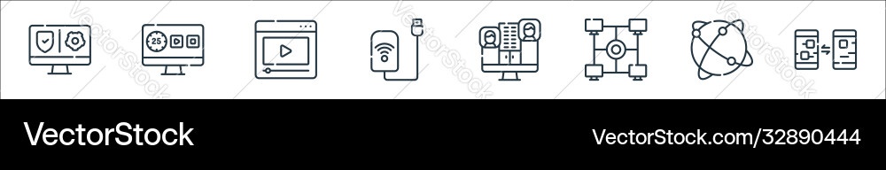 Telecommuting line icons linear set quality Telecommuting line icons linear set quality vector image