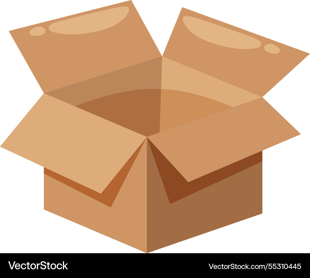 A simple open cardboard box image A simple open cardboard box image vector image