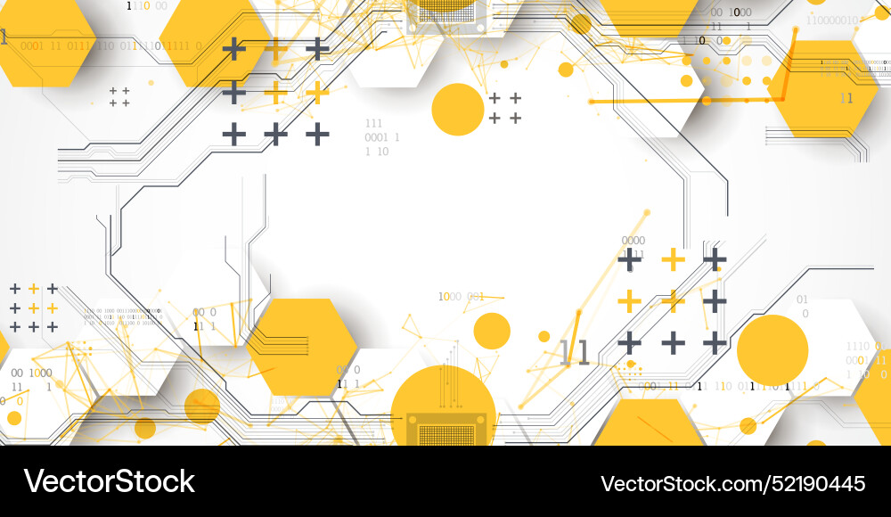 Abstract circuit board background with hexagons Abstract circuit board background with hexagons vector image
