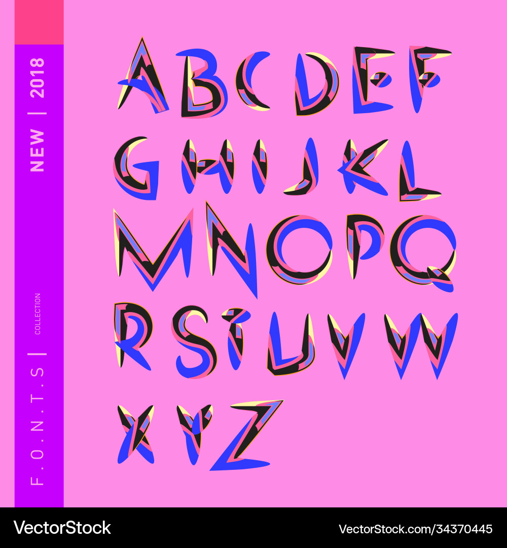 Abstract colorful font and alphabet Vector Image