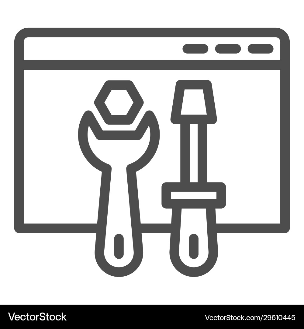 Browser settings line icon window vector image