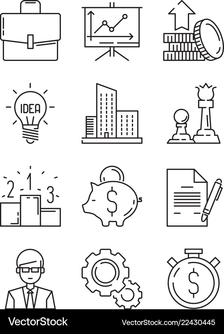 Business Finance Icons - Money & Strategy Vector Image