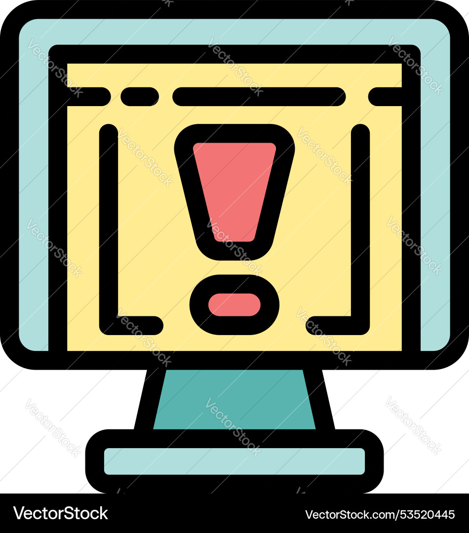 Computer screen displaying important warning vector image