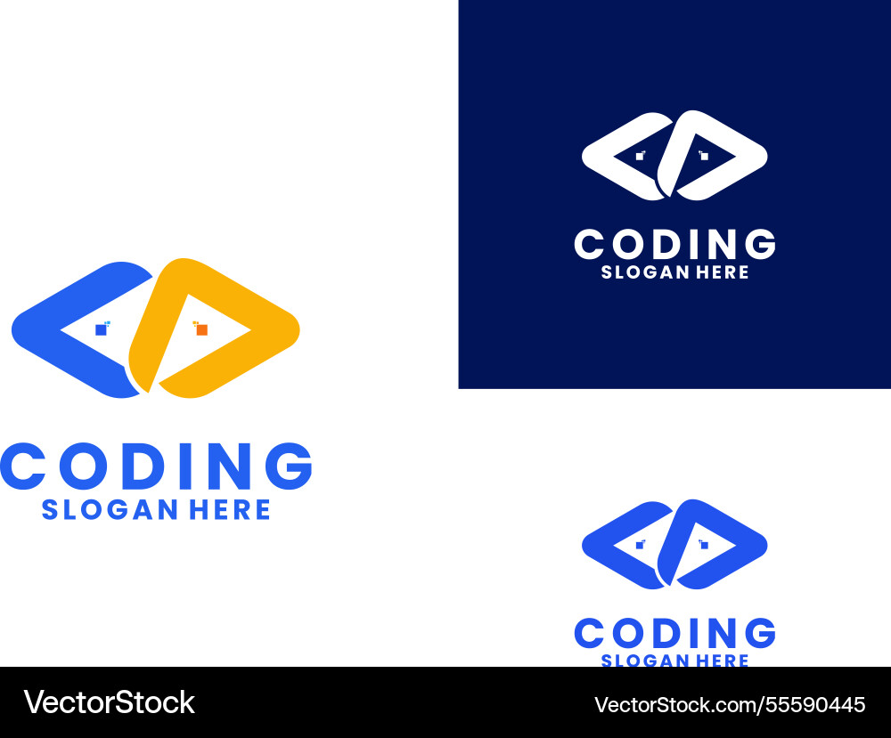 Initial letter cd logo design coding Initial letter cd logo design coding vector image
