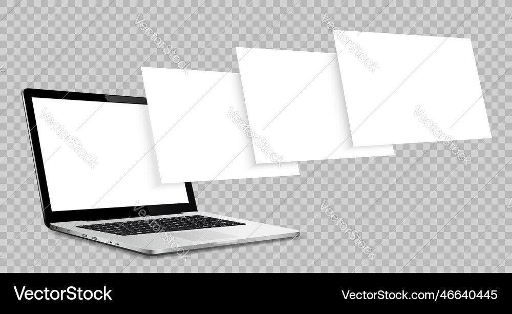 Laptop computer mockup with blank wireframing Vector Image