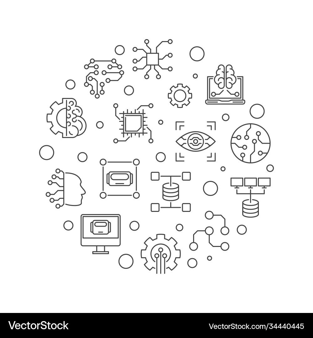 Machine learning - ml round linear Machine learning - ml round linear vector image