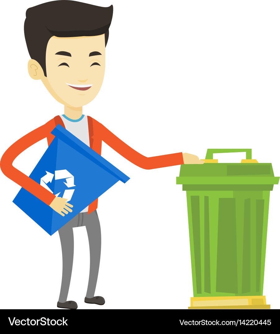 Man with recycle bin and trash can vector image