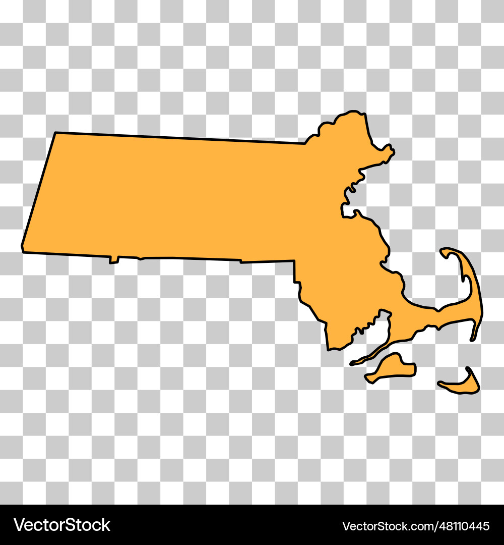 Massachusetts map shape united states of america Massachusetts map shape united states of america vector image