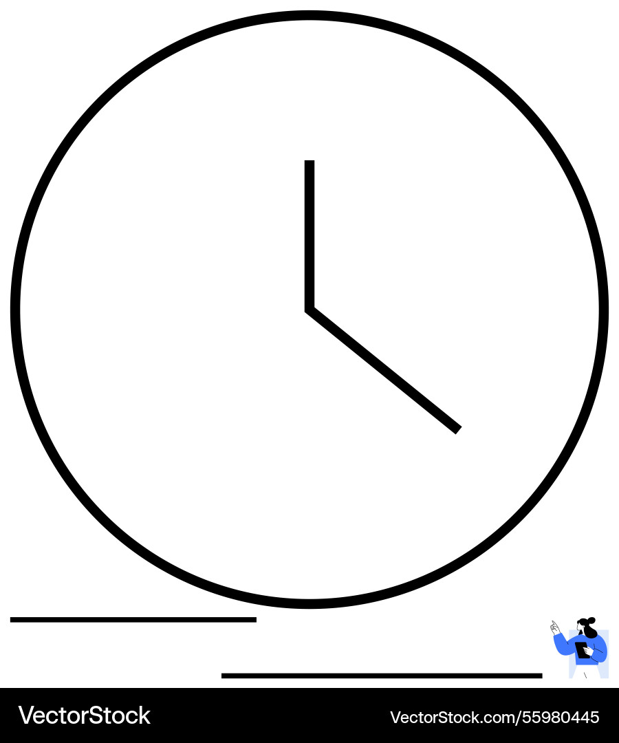 Minimalist clock with hands representing time Minimalist clock with hands representing time vector image