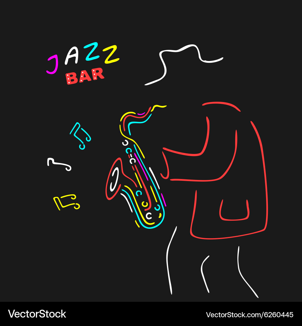 Neon sign saxophone jazz Vector Image