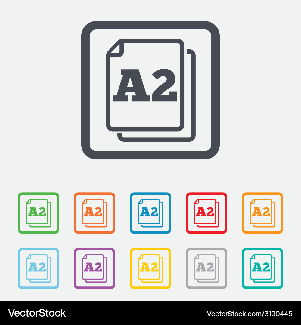 Paper size a2 standard icon document symbol vector image