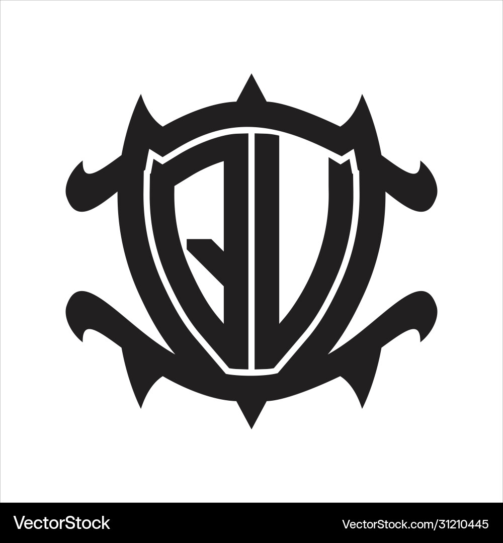 Qu logo monogram isolated with frame shield shape vector image