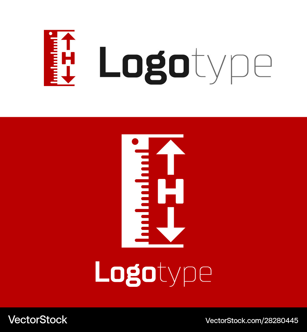 Red the measuring height and length icon isolated Red the measuring height and length icon isolated Vector Image