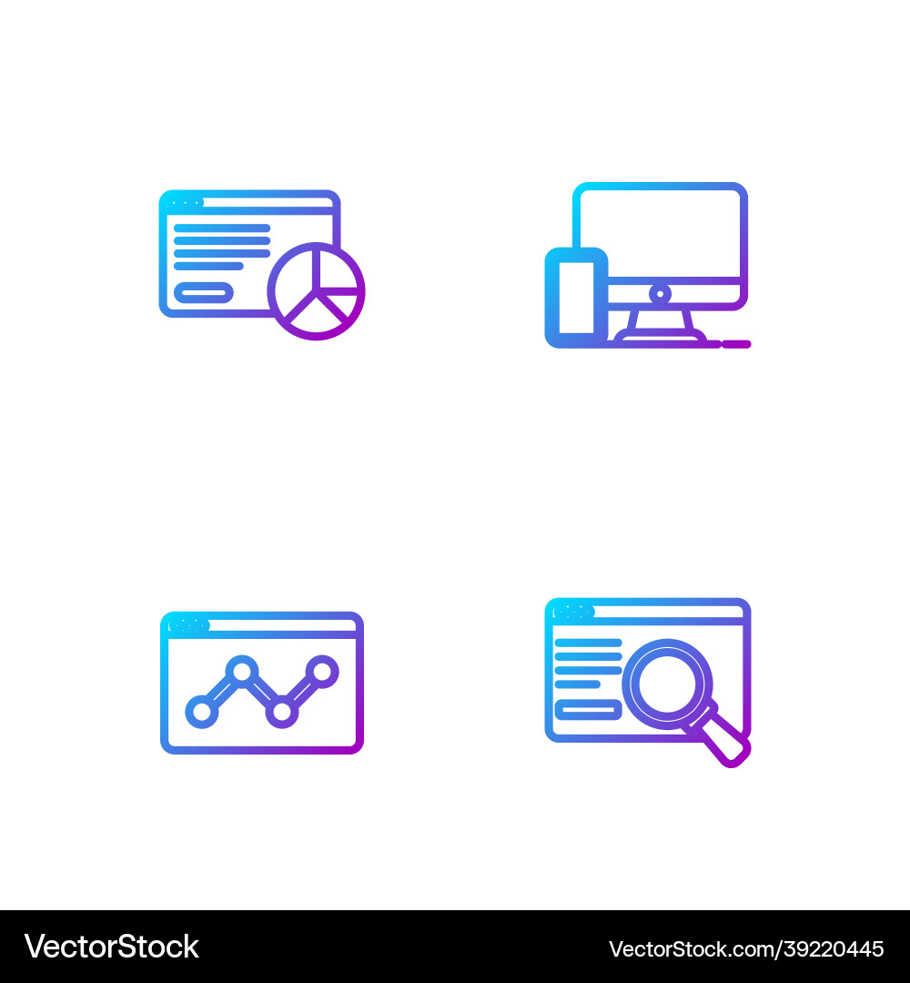 Set line ui or ux design website statistic Set line ui or ux design website statistic vector image