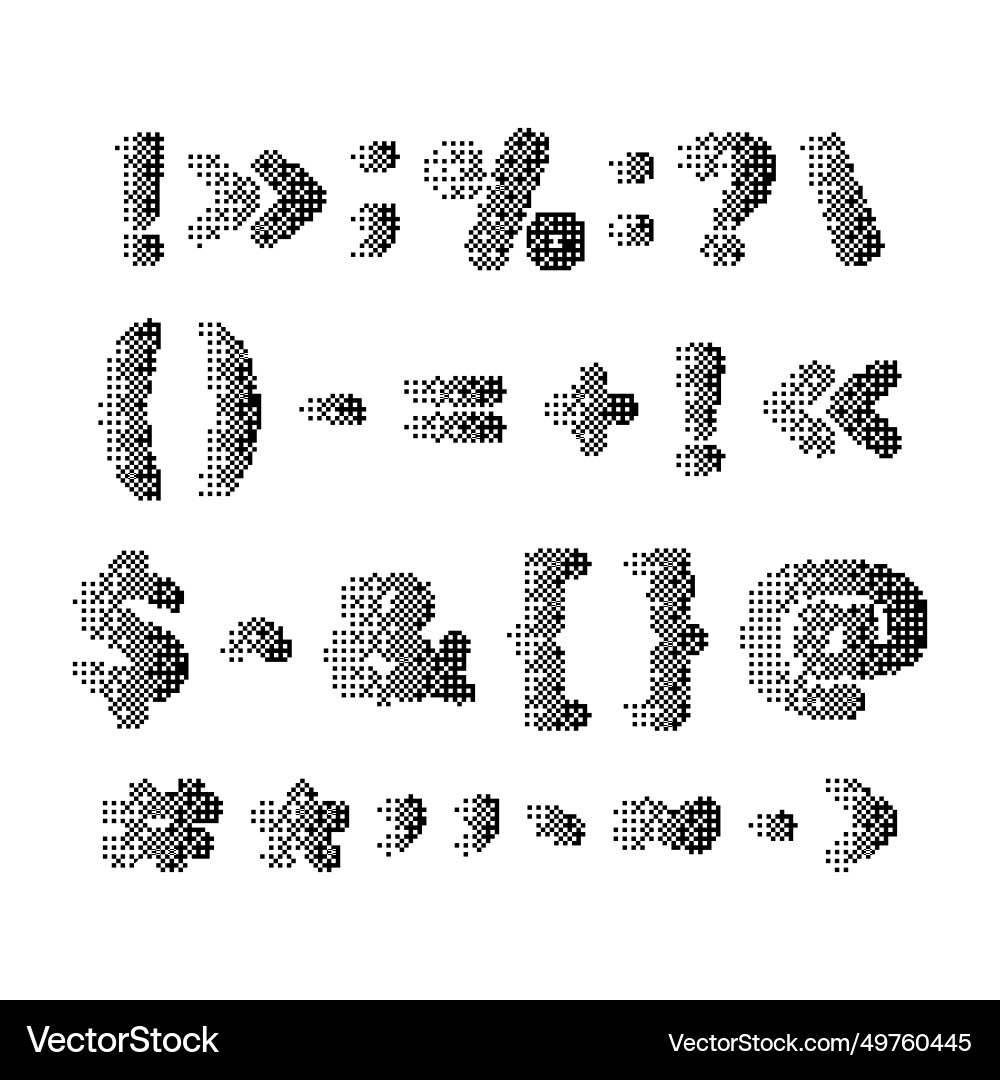Set of pixel punctuation marks with noisy texture Set of pixel punctuation marks with noisy texture Vector Image