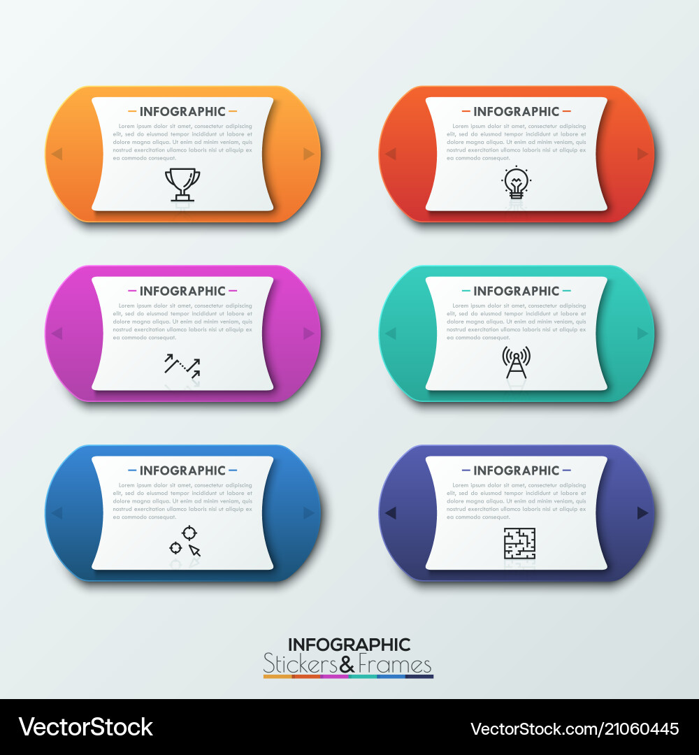 Six Rounded Elements with Arrows vector image