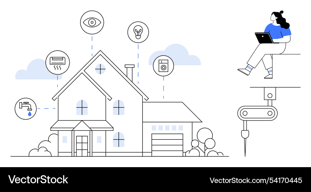 Smart home automation with connected devices Smart home automation with connected devices vector image