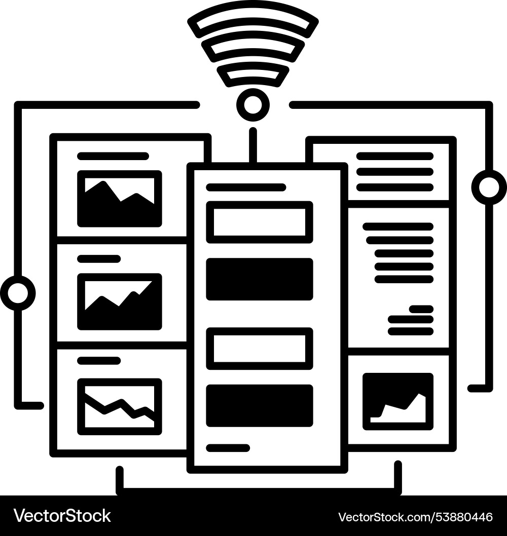 A drawing of computer network with wi-fi A drawing of computer network with wi-fi Vector Image