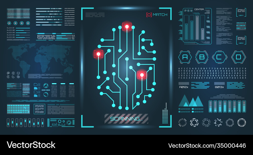 Biometric identification personality scanning Biometric identification personality scanning vector image