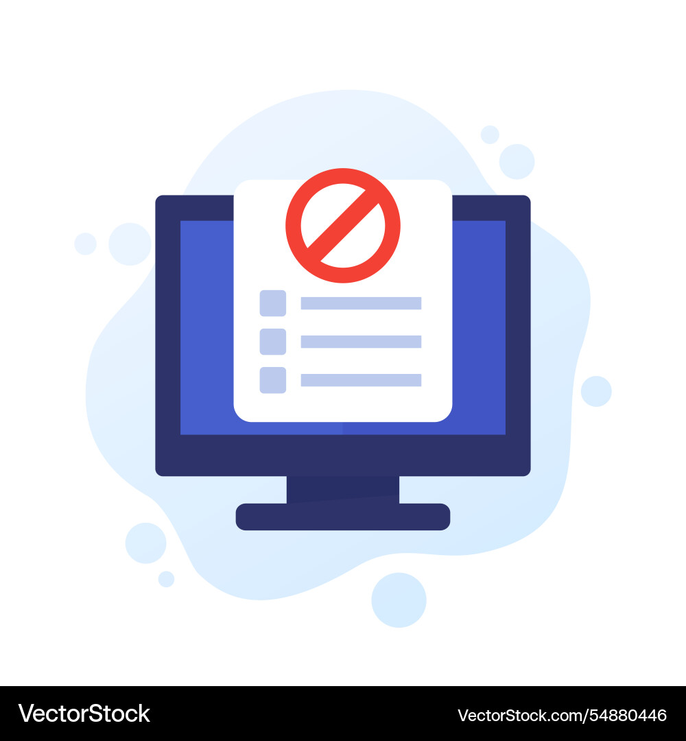 Blacklist icon with computer flat design Vector Image
