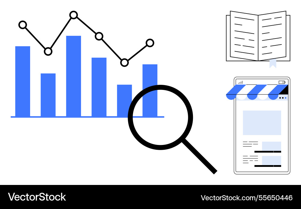 Data analytics with graphs search tools vector image
