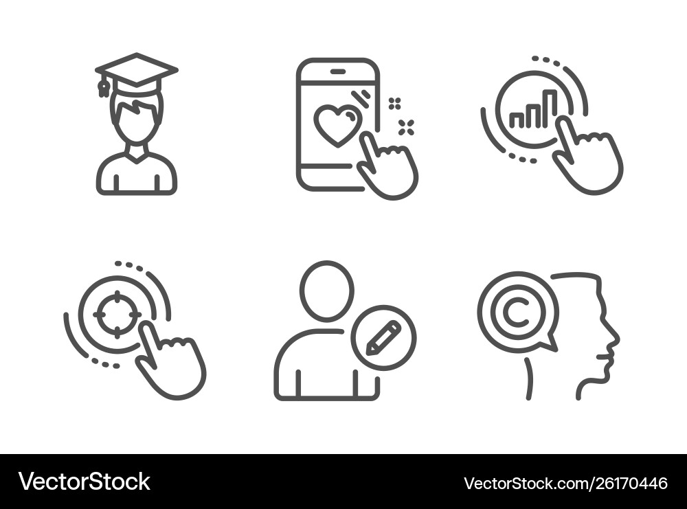 Edit user heart rating and seo target icons set Edit user heart rating and seo target icons set vector image