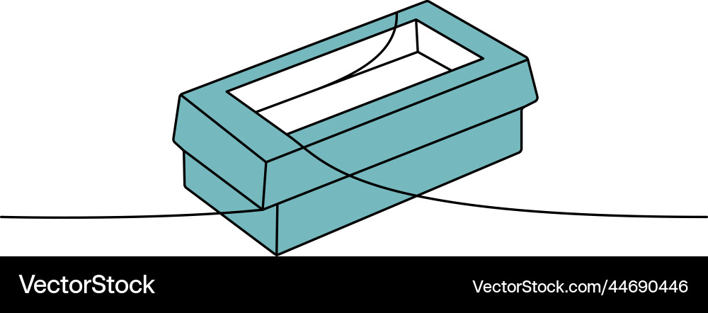 Empty cardboard box one line colored continuous Vector Image