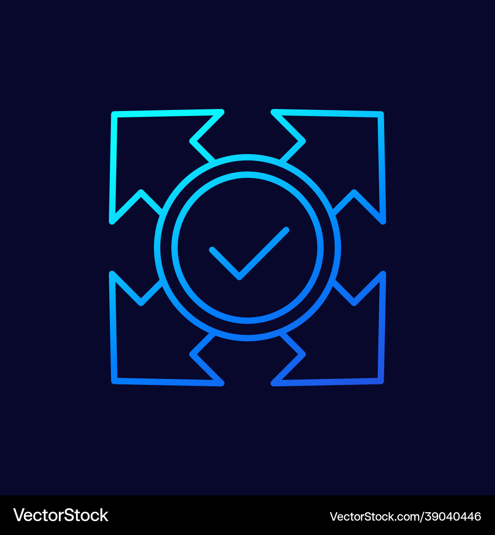 Expand icon with check mark line vector image