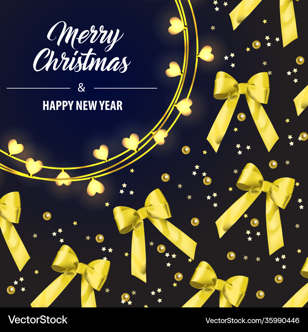 Frohe Weihnachten Schrift mit gelben Schleifen Schleifen Frohe Weihnachten Schrift mit gelben Schleifen Schleifen vektorbild