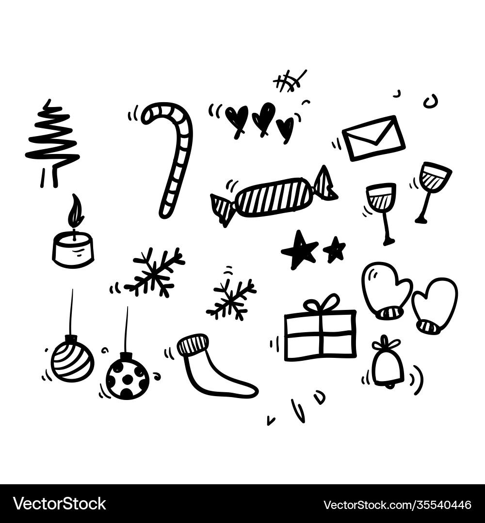 Hand drawn doodle christmas element icon isolated Hand drawn doodle christmas element icon isolated vector image
