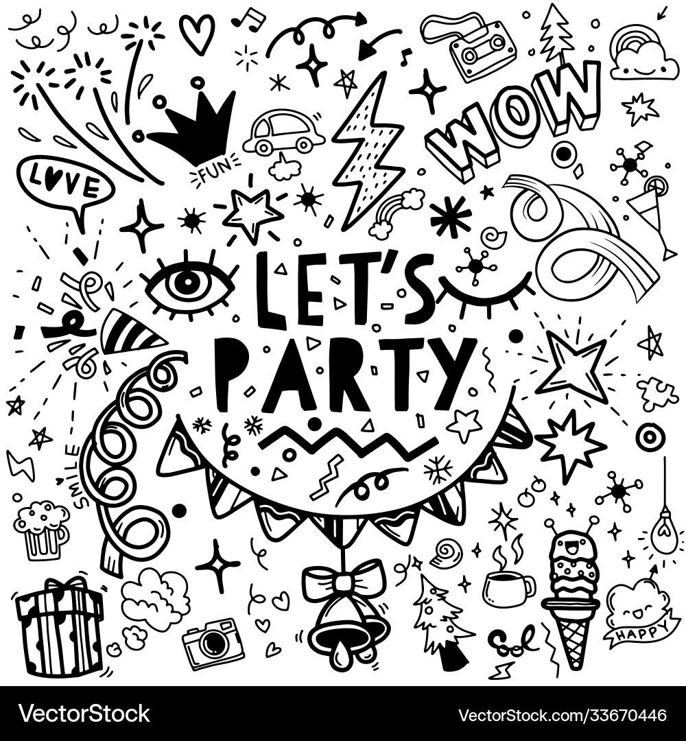 Party Doodle Sketch Set Vector Image