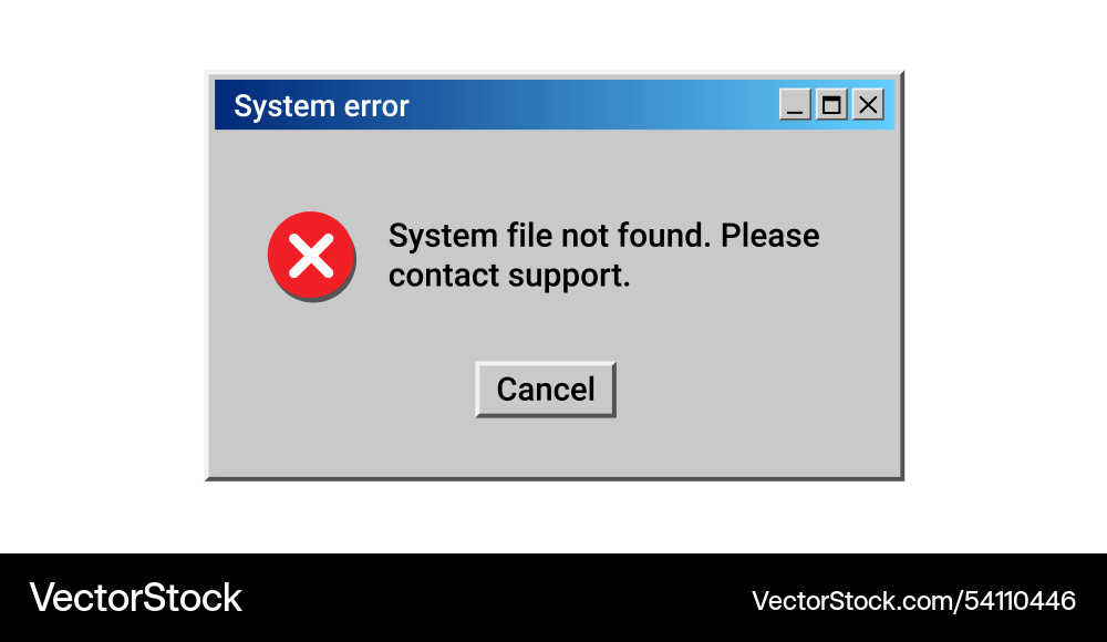 Red error message crash notification old vector image