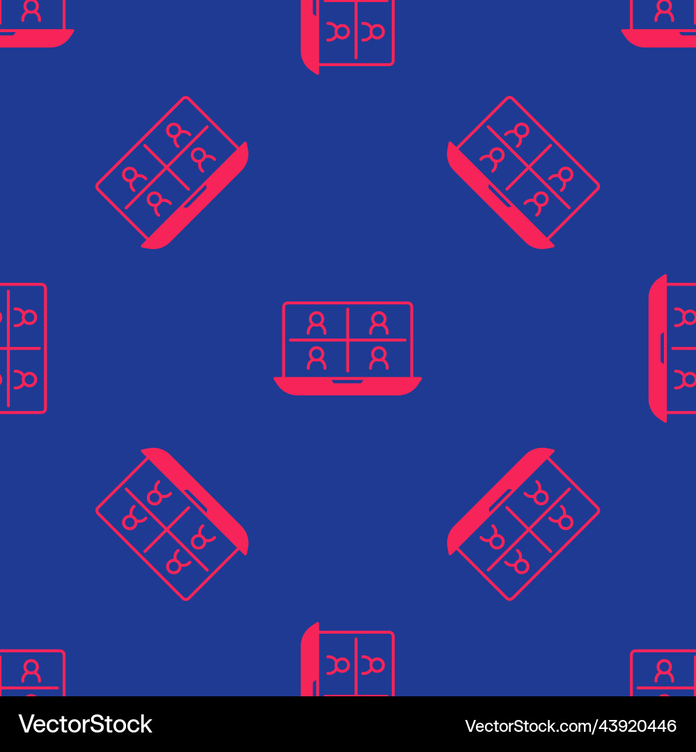 Red video chat conference icon isolated seamless Red video chat conference icon isolated seamless vector image