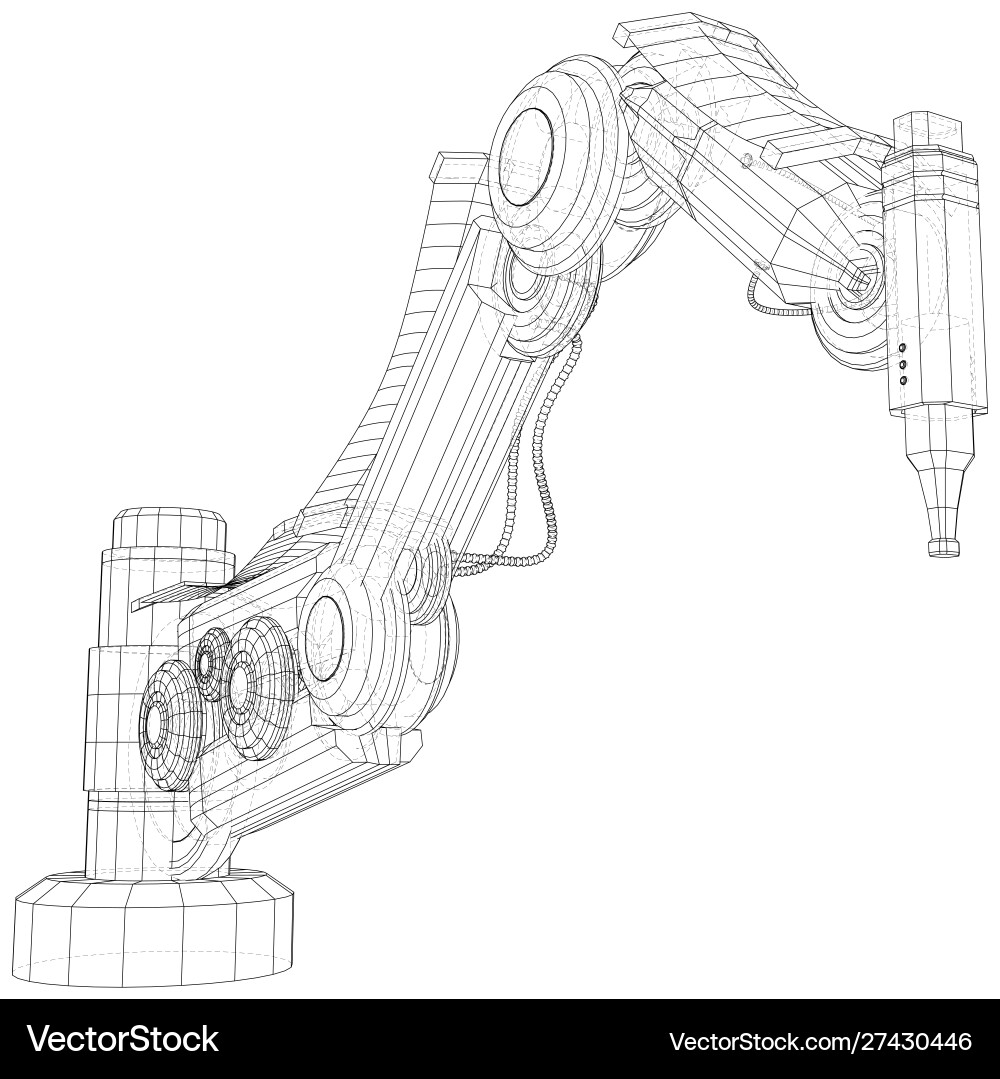 Robot hand eps10 format wire-frame Robot hand eps10 format wire-frame Vector Image