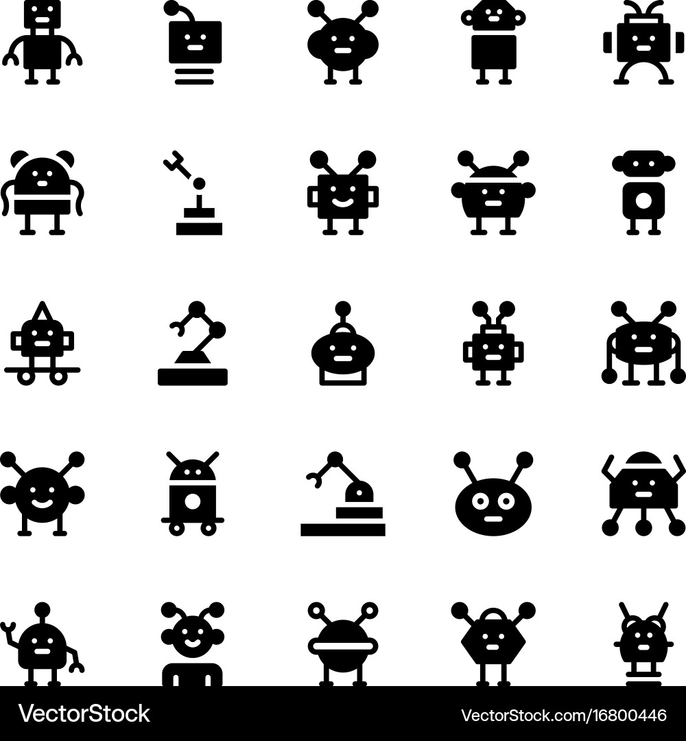 Robotics solid icons vector image