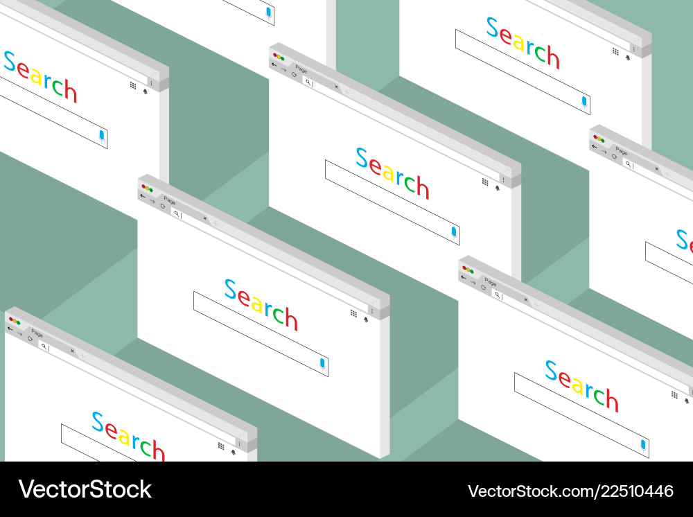 Set of open tabs on the internet search isometric vector image