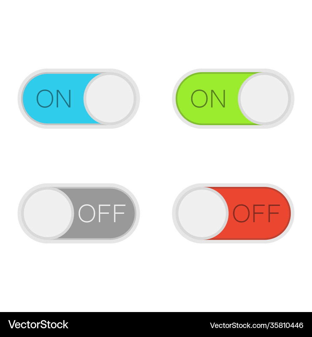 Set toggle switch buttons on and off template Set toggle switch buttons on and off template vector image