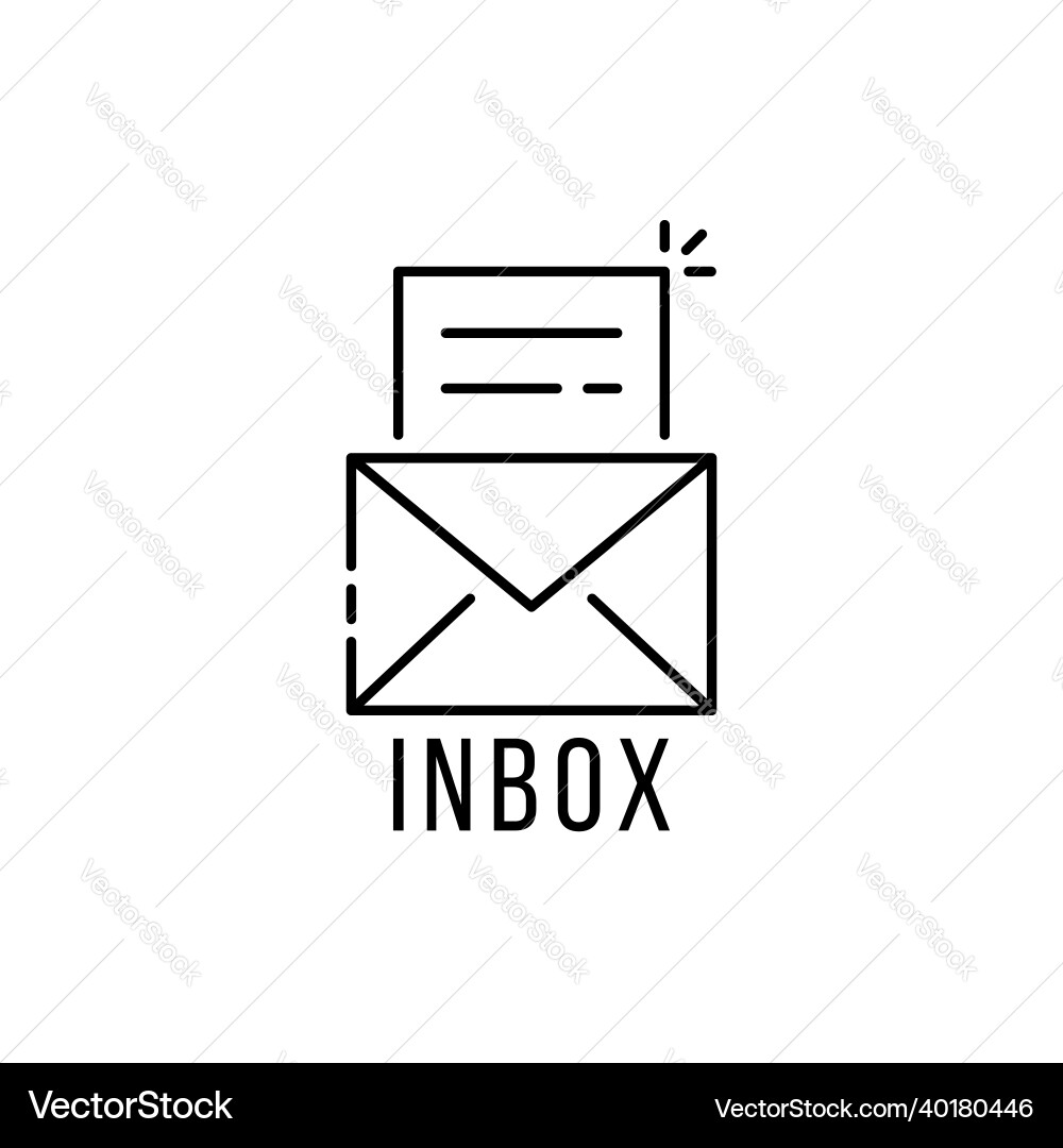 Thin line email inbox with envelope Thin line email inbox with envelope Vector Image