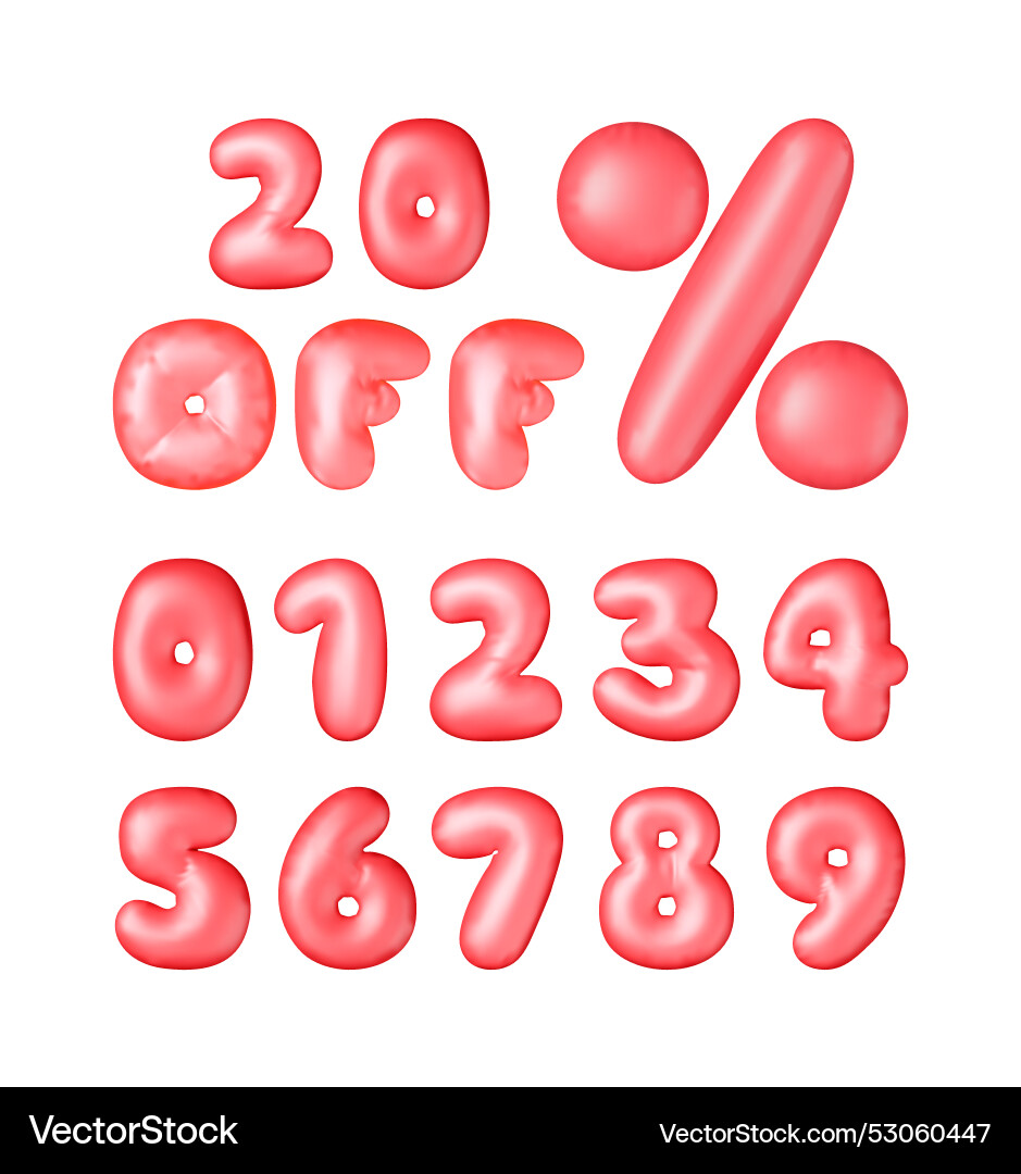3d sale off percent symbol in red helium balloons 3d sale off percent symbol in red helium balloons vector image